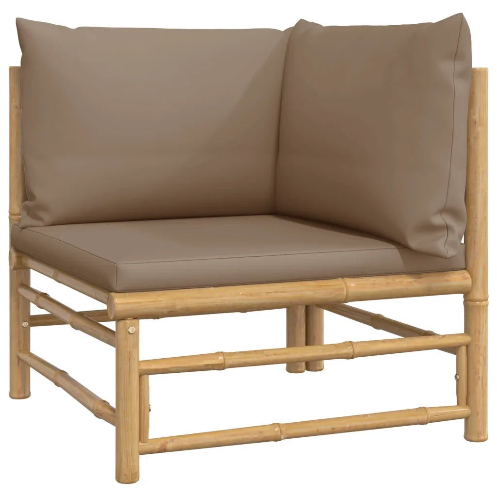 Set Salotto da Giardino 6pz con Cuscini Tortora Bambù 3155136