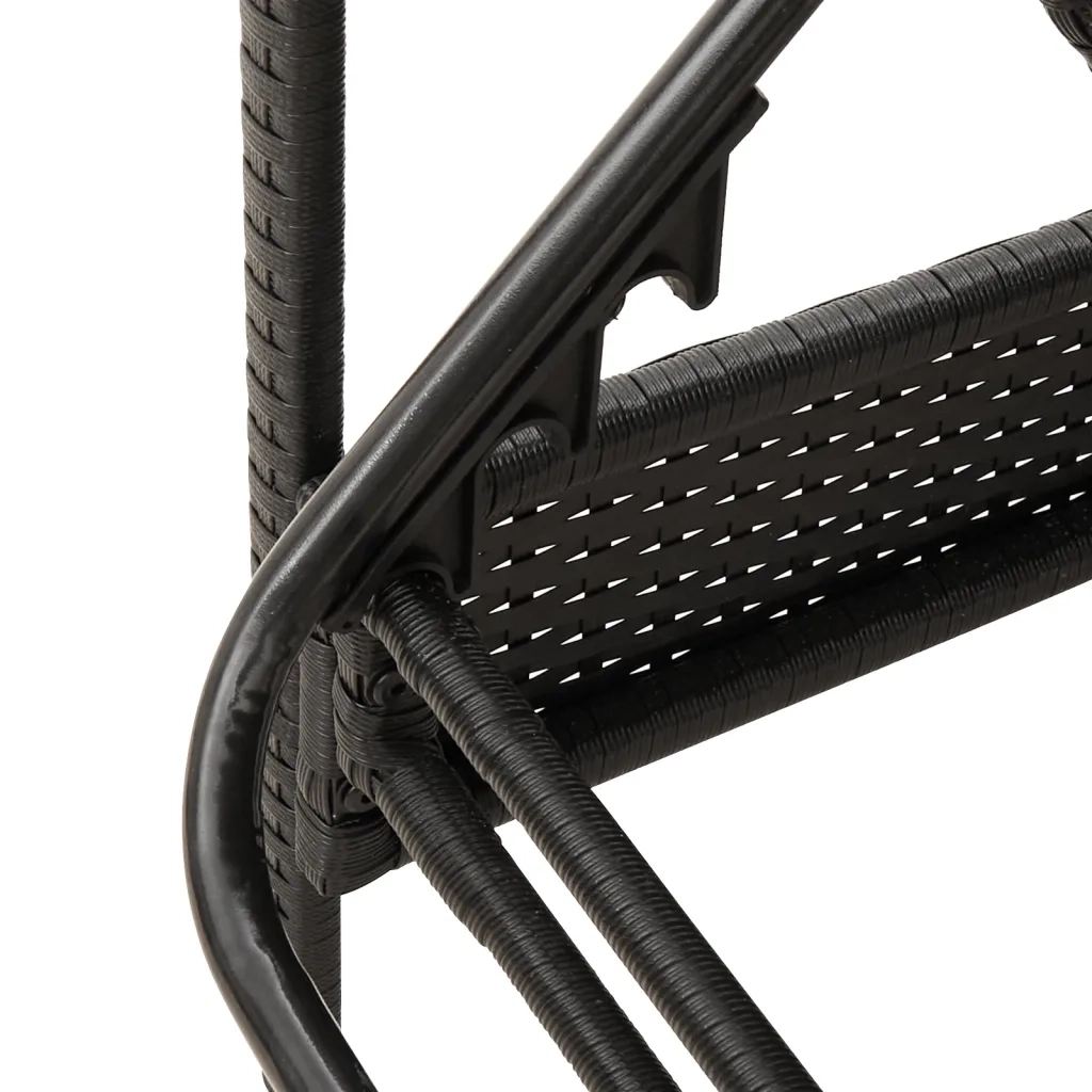 Lettino Prendisole con Cuscino Nero 63x200x81 cm in Polyrattan 368299