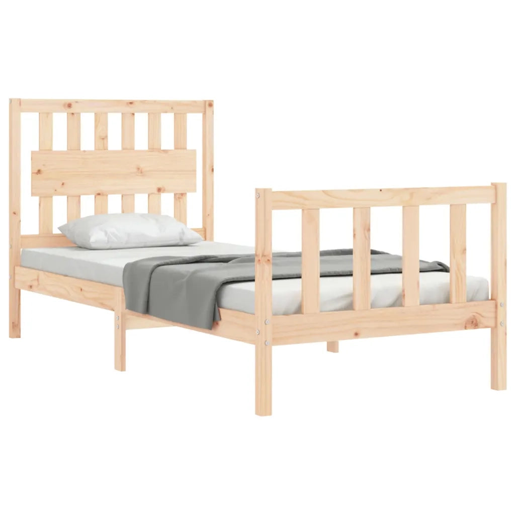 Giroletto con Testiera Single-Struttura Letto in Legno Massello 667203