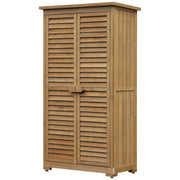 EasyComfort Casetta in Legno da Giardino con Tetto Impermeabile, Armadio da Esterno Porta Attrezzi da Giardino con 3 Mensole, 87x46.5x160cm