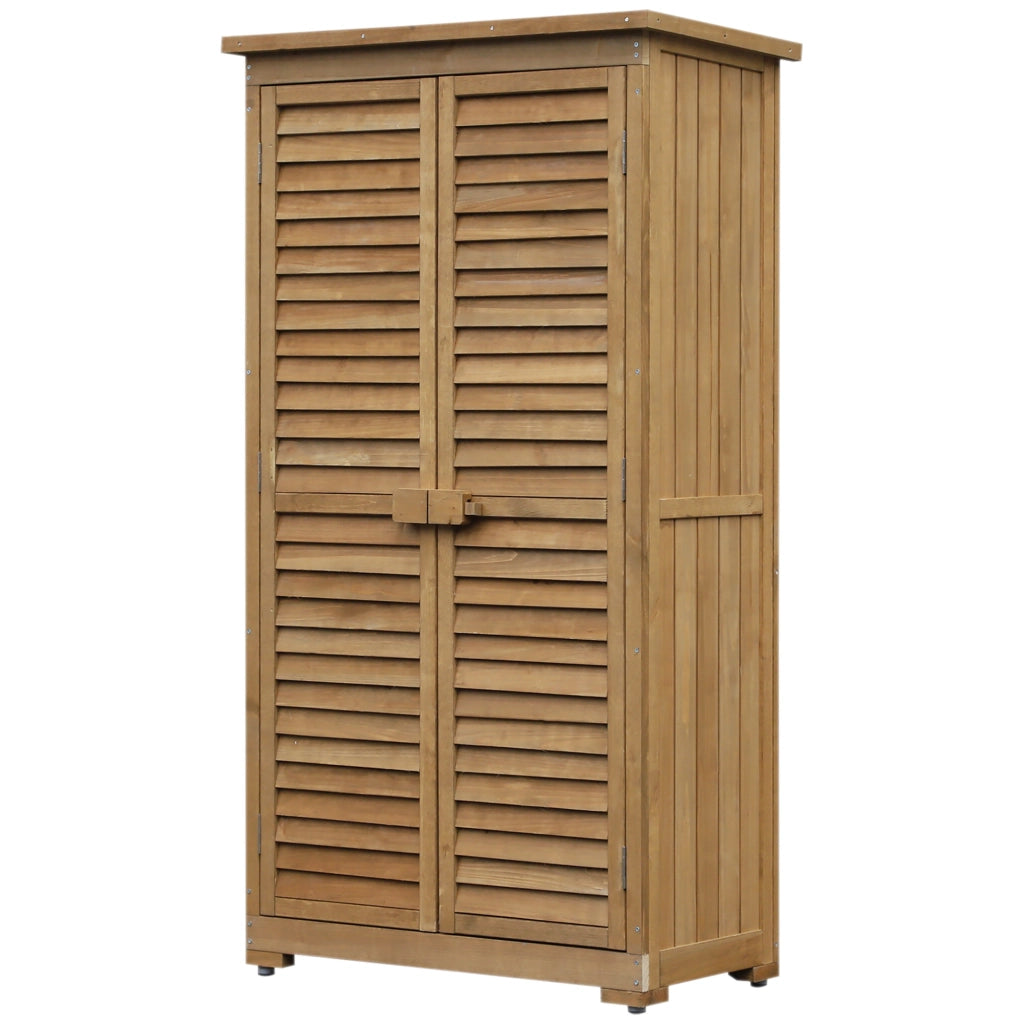 EasyComfort Casetta in Legno da Giardino con Tetto Impermeabile, Armadio da Esterno Porta Attrezzi da Giardino con 3 Mensole, 87x46.5x160cm