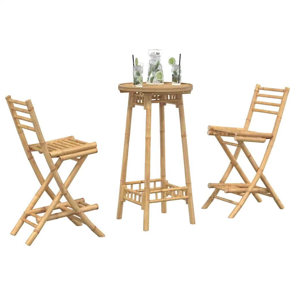 Set Bar da Esterno 3 pz Pieghevole in Bambù 4108231