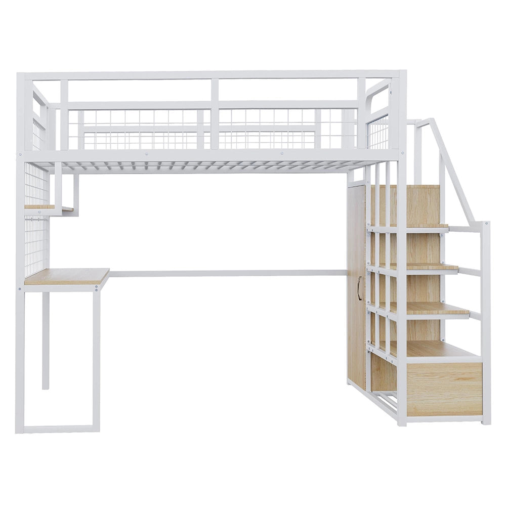 Letto a soppalco - Xylo - 140x200 cm bianco con armadio