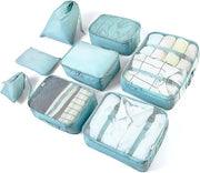 Set di Organizzazione per la Confezione in Cubi per Abbigliamento, Borse, Scarpe, Viaggio, Scatola di Cubatura, Cosmetici - 8 pezzi, Blu Verde