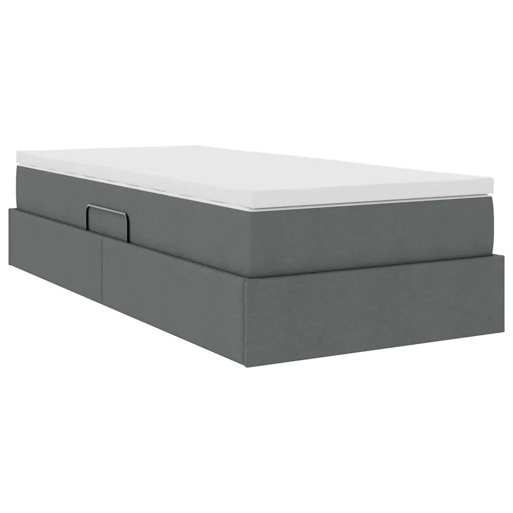Letto con contenitore e materasso Grigio scuro 90 x 200 cm