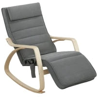 Poltrona Dondolo con Funzione Massaggio, Riscaldamento Lombare, 3 Modalità, Rivestimento in Tessuto, Grigio