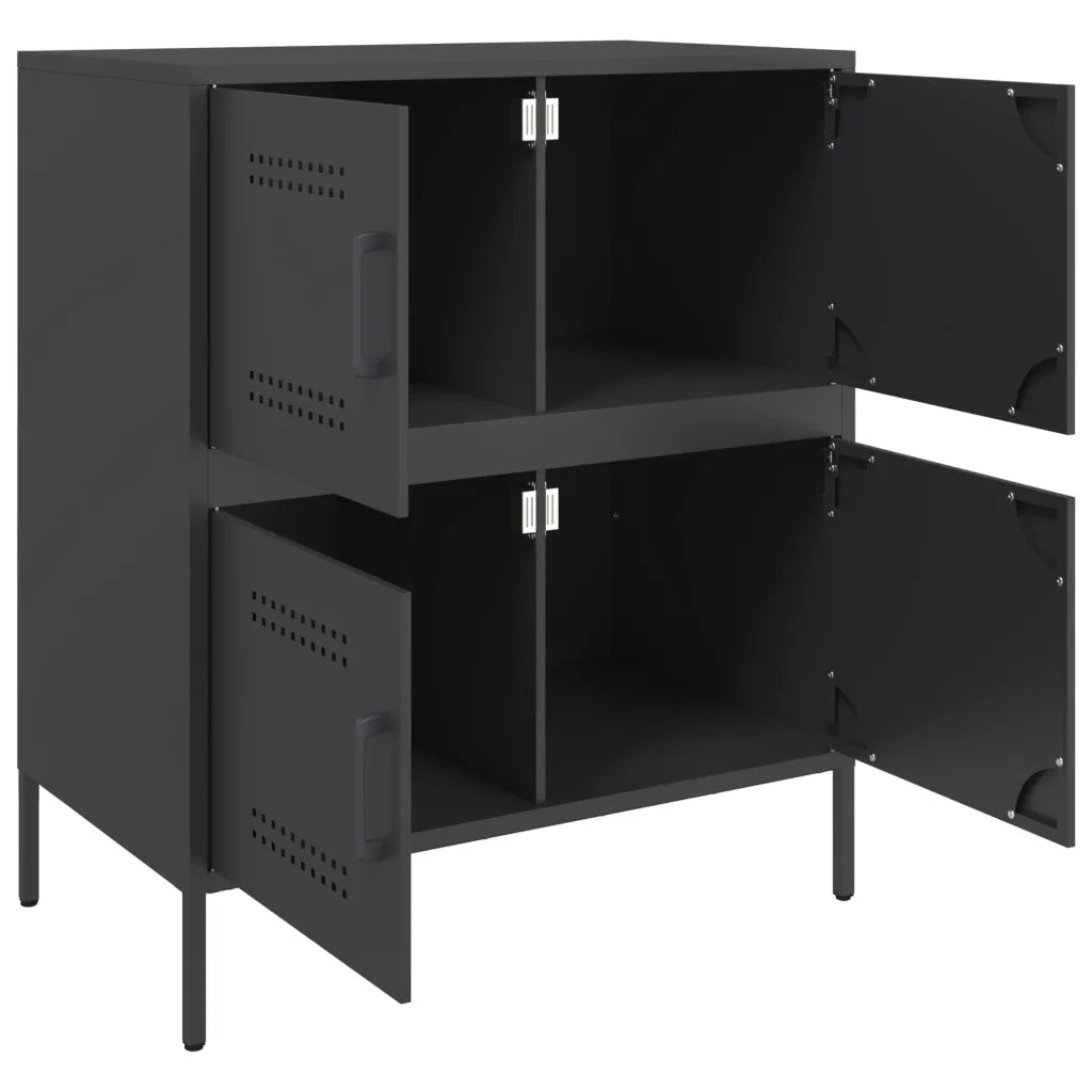 Credenza | Madia | Buffet da pranzo | Armadio da pranzo Nera 68x39x79 cm in Acciaio