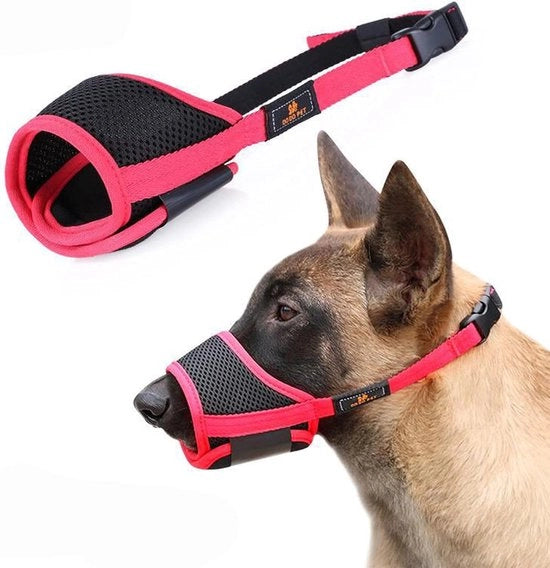 Muilkorf per cani - Muilkorf per cani regolabile - Muilkorf per cani in nylon duraturo - Bocchetta con tessuto respirante - Muilkorf anti-abbaio - Muilkorf per cani con chiusura a clip - Adatto per cani piccoli, medi e grandi (XXL) - colore rosso