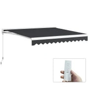 Tenda da Sole Retrattile Elettrica e Manuale 95L x 250l m, Telecomando Incluso, Alluminio, Poliestere ad Alta densità, Grigio