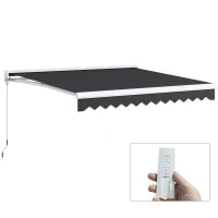 Tenda da Sole Retrattile Elettrica e Manuale 95L x 250l m, Telecomando Incluso, Alluminio, Poliestere ad Alta densità, Grigio