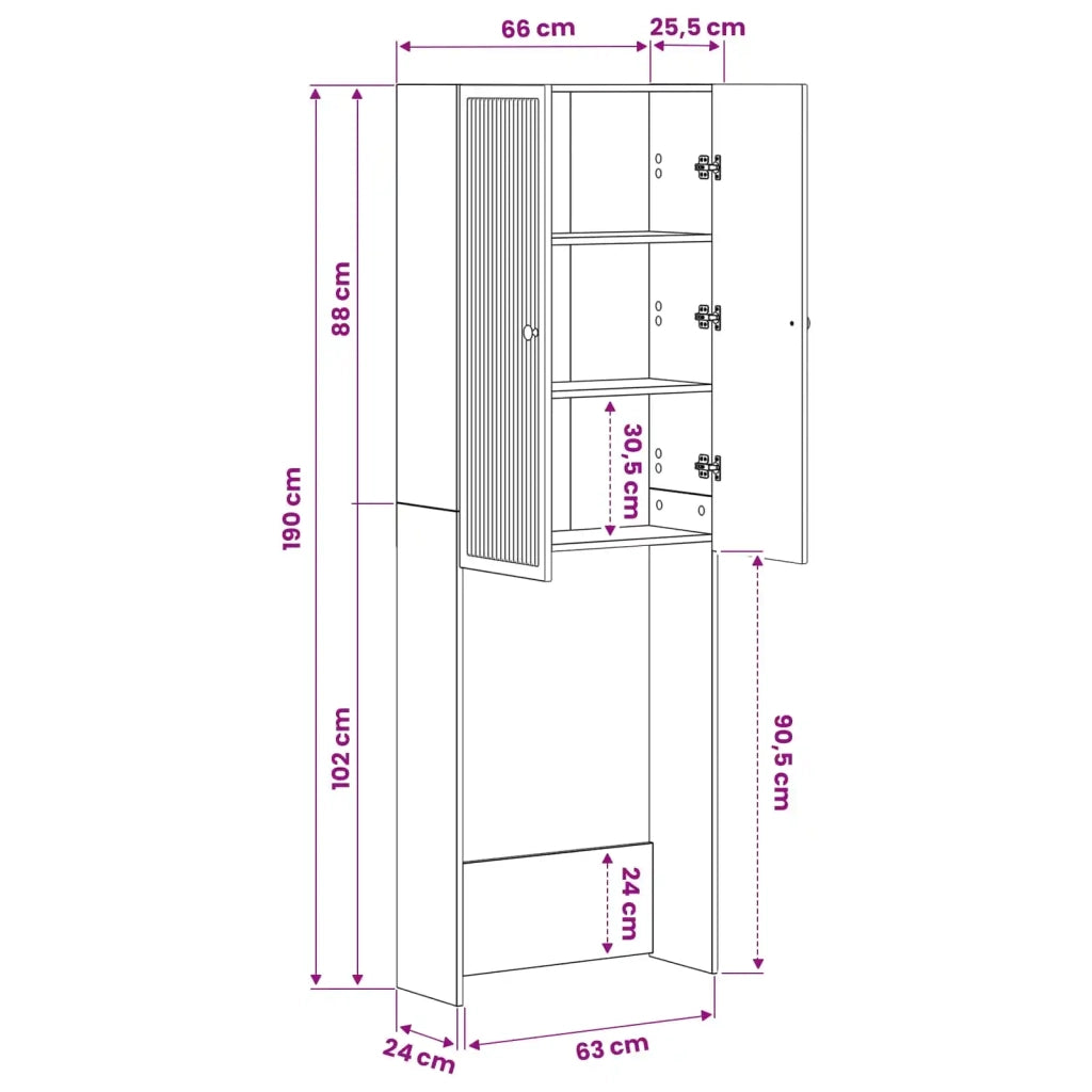 Mobile Bagno EDE Nero 66 x 25,5 x 190 cm Legno ingegnerizzato 896036