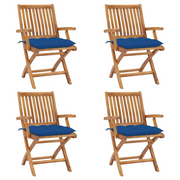 Sedie da Giardino Pieghevoli con Cuscini 4 pz Massello di Teak cod mxl 72163