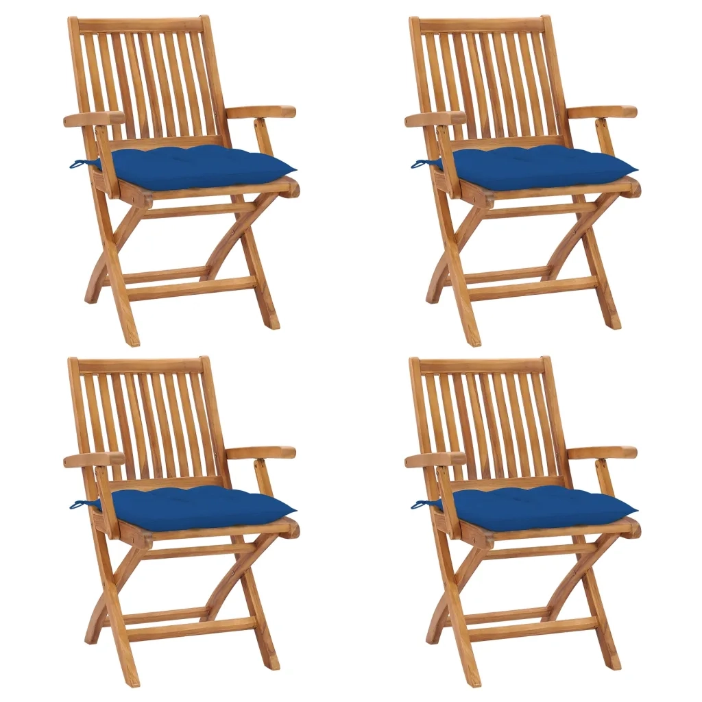 Sedie da Giardino Pieghevoli con Cuscini 4 pz Massello di Teak cod mxl 72163