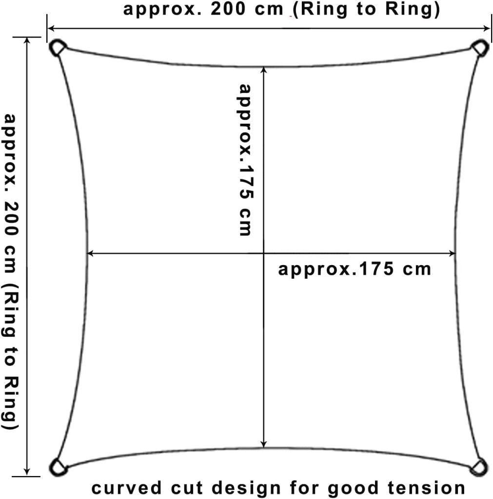 Vela ombreggiante 2x2m in HDPE 180 g/m² Traspirante Tenda a Vela Parasole Quadrato Protezione Solare Respirante Anti UV Giardino Esterni Beige