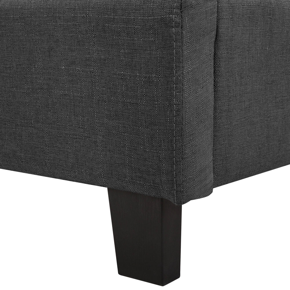 Letto imbottito tessuto grigio scuro rete a doghe testiera trapuntata 160 x 200 cm