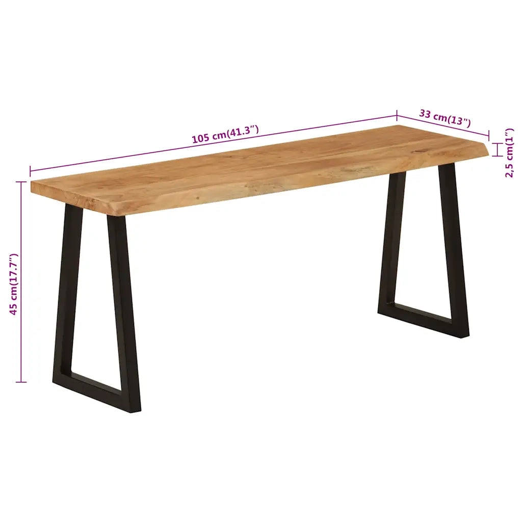 Panca con Bordi Vivi 105 cm in Legno Massello di Acacia CFW8723296