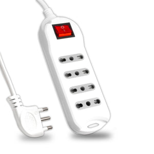 Multipresa 4 posti con interruttore luminoso 10/16a â€‹â€‹bipasso con attacco a Parete 250v ~ max: 3500W Cavo H05VV-F 3G1.0mmx1.5m con spina 16a 2p+t