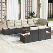 Set Divano da Giardino 8 pcs Nero e Crema Polyrattan 3356782