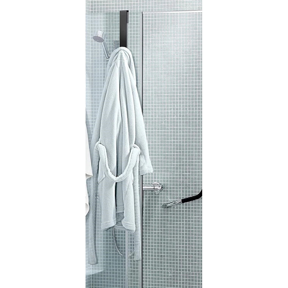 Trade Shop - Gancio Per Box Doccia Appendi Asciugamano Accappatoio Bagno 4x13.5 Cm Nero 87769 -
