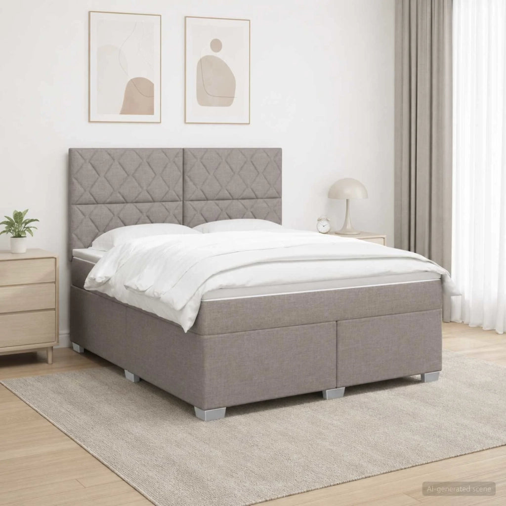 Letto box spring con materasso Tortora 160 x 200 cm Tessuto 3453455