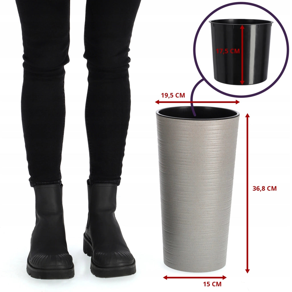Vaso da fiori KADAX, coprivaso, alto, 37 cm, con inserto, per soggiorno, grigio