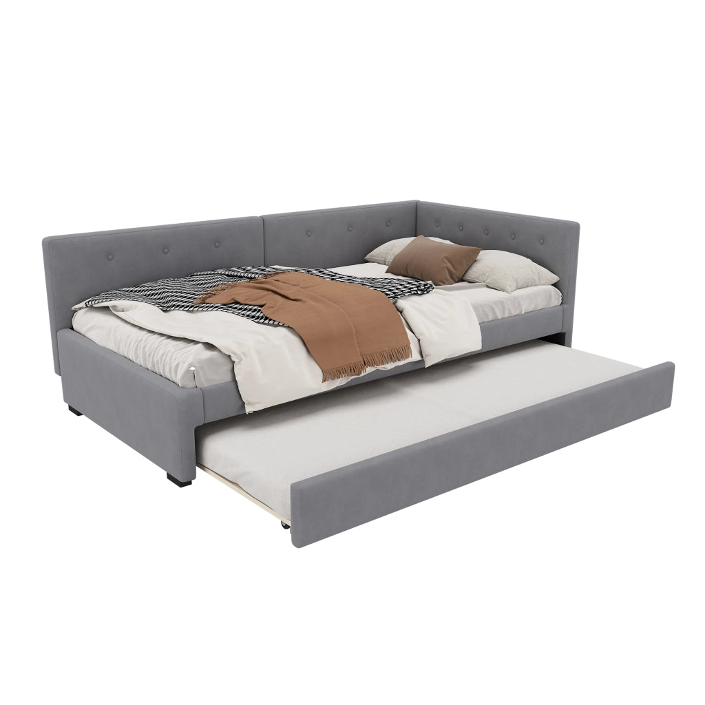 Letto singolo con roll-out in velluto 90x200 cm