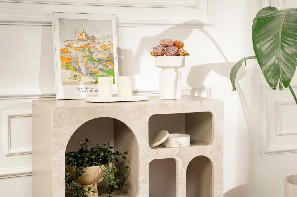 Credenza in legno "Lessa" - 80 x 37 x 74 cm - Travertino