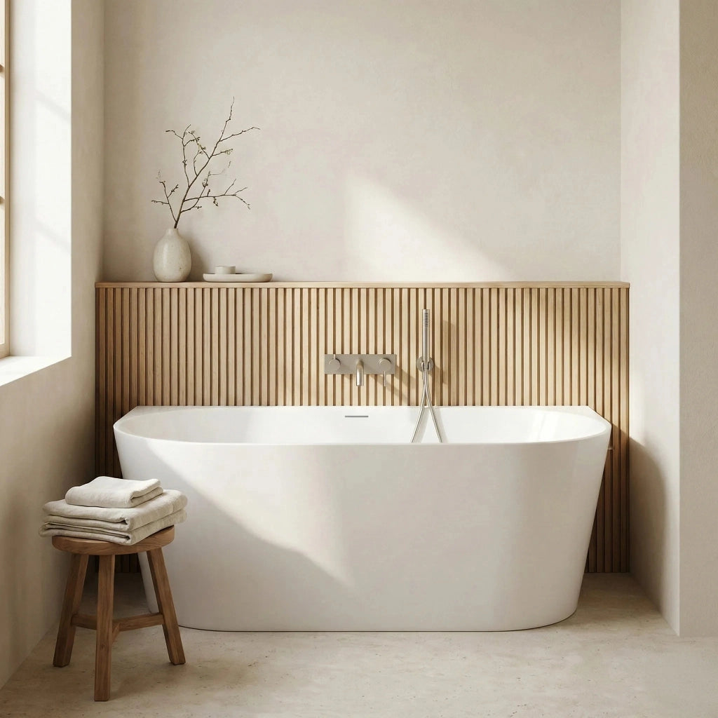 Vasca Bagno A Parete Capri Slim 150cm Copritappo nero