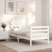 Giroletto con Testiera-Struttura Letto con testiera Bianco 90x200 cm in Legno Massello 868930