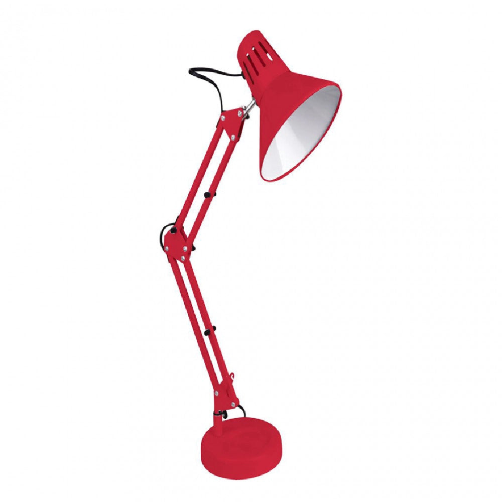 Trade Shop - Lampada Da Scrivania Con Braccio Snodabile Attacco E27 Luce Tavolo Per Ufficio - Rosso