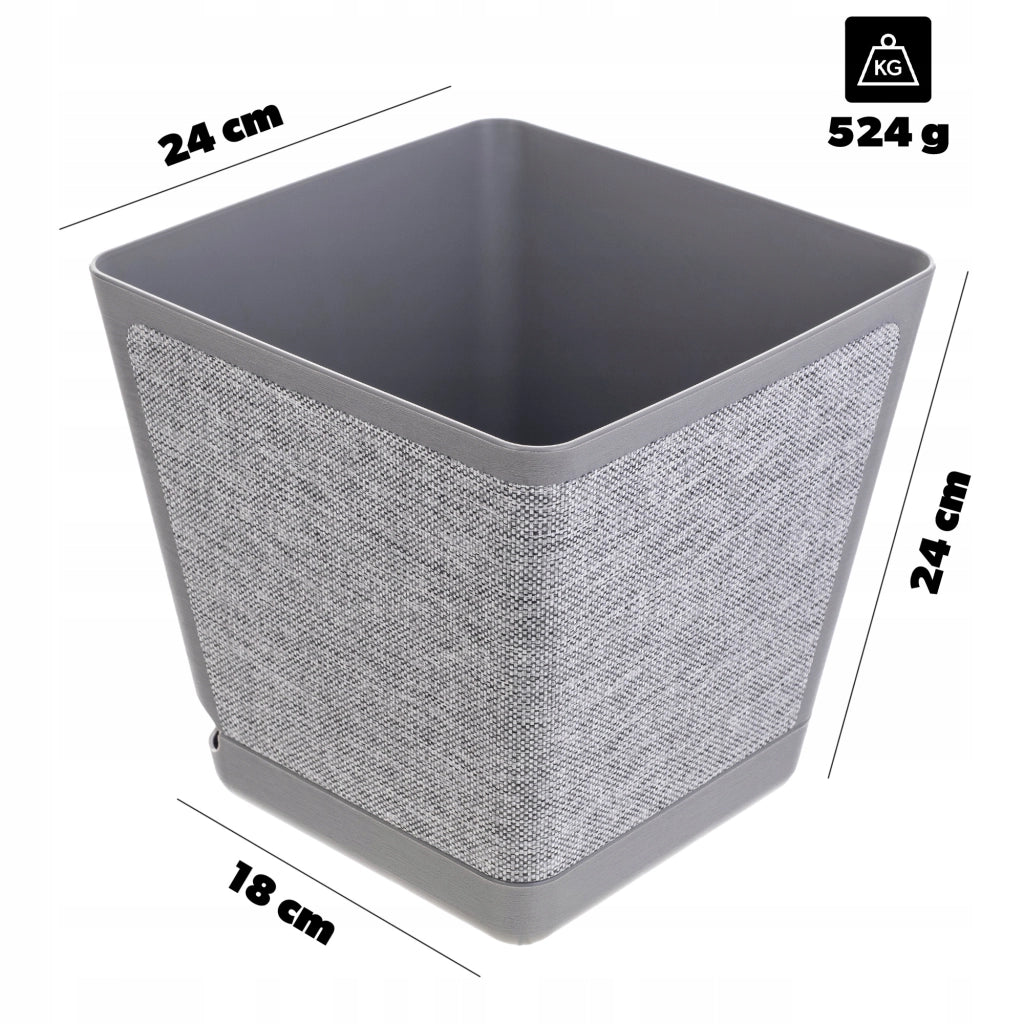 Coprivaso KADAX con supporto, quadrato, tessuto grigio fantasia, 24 cm