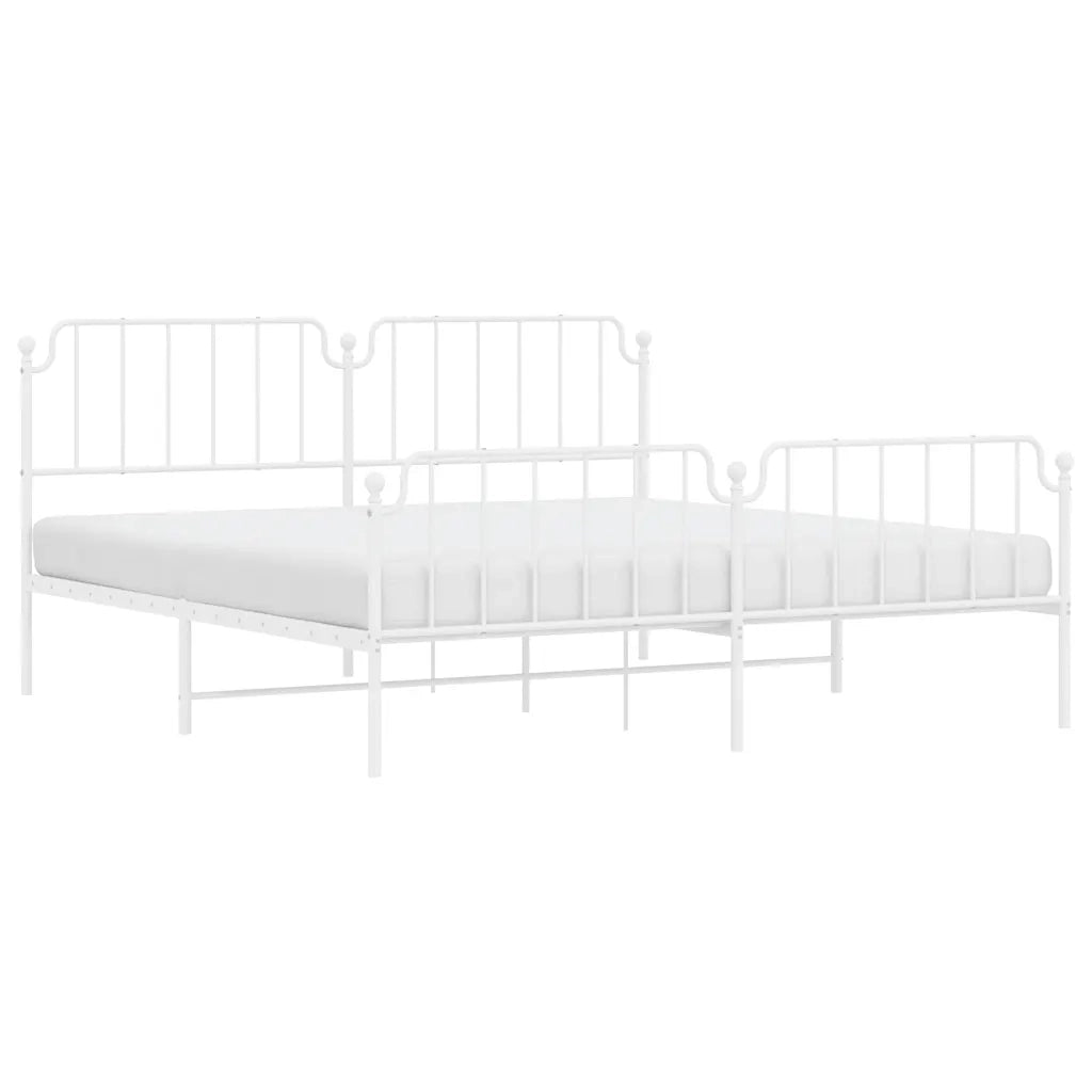 Giroletto con Testiera e Pediera Metallo Bianco 193x203 cm 373960