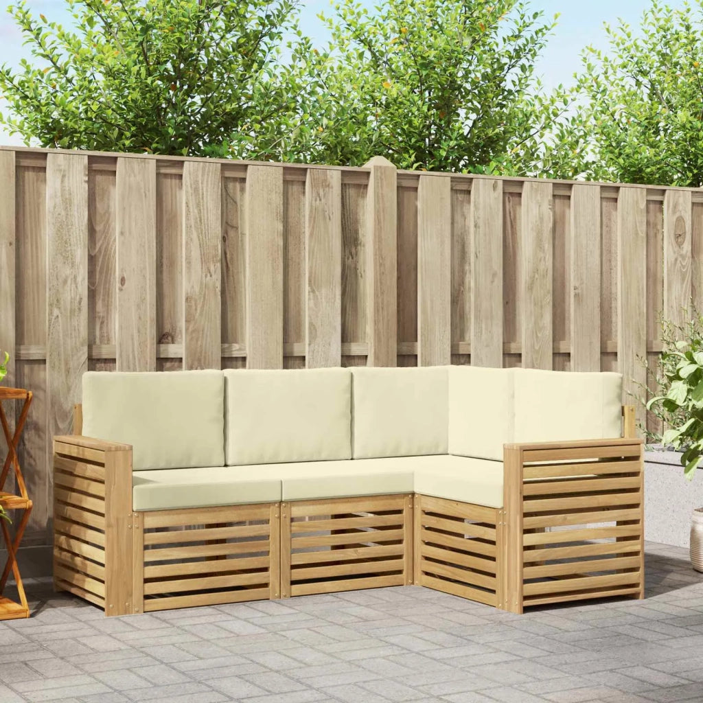 Set divani 4 pcs Bianco e Crema 191 x 132,5 x 73 cm Poliestere 3391760