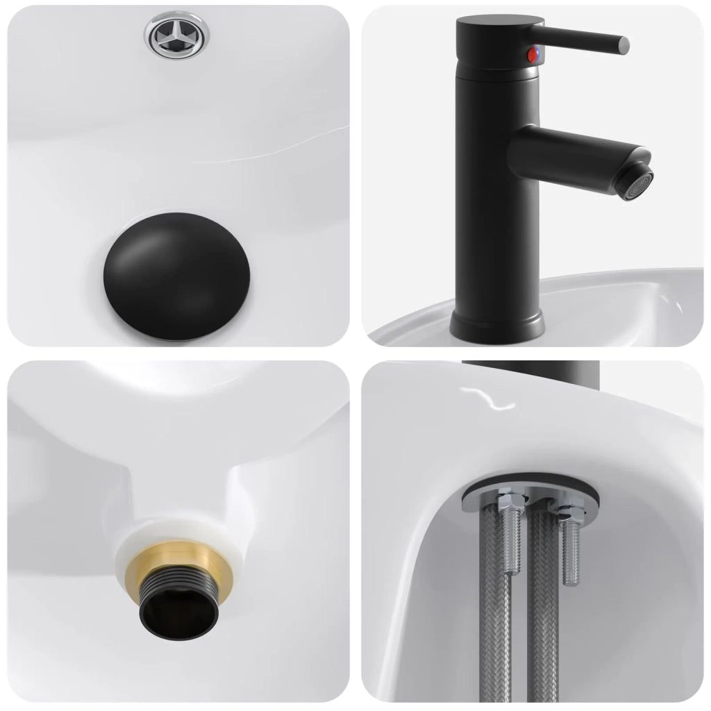 Lavabo da bagno Nero Opaco 40,5 x 40,5 x 15 cm Metallo 890233