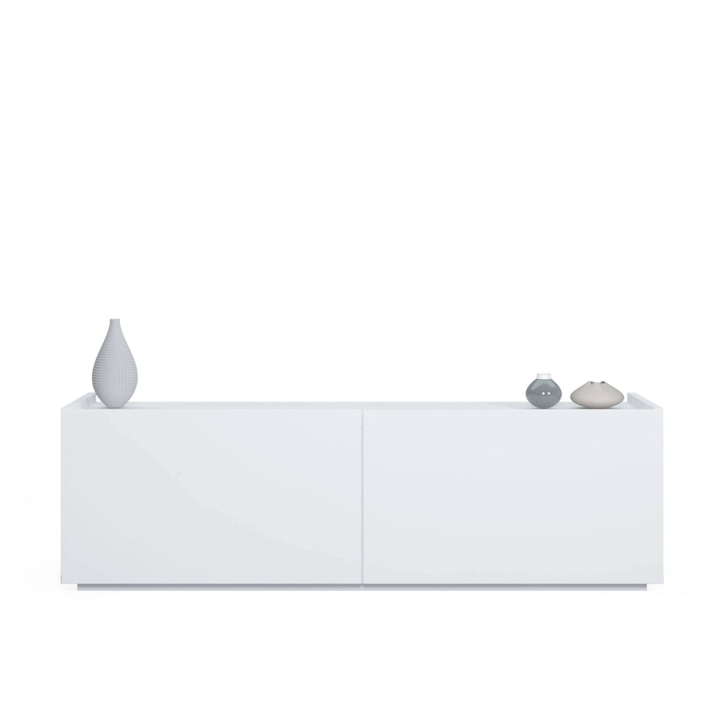 Mobile da soggiorno porta TV con due ante a 0, cm 119 x 35 x 37, colore bianco