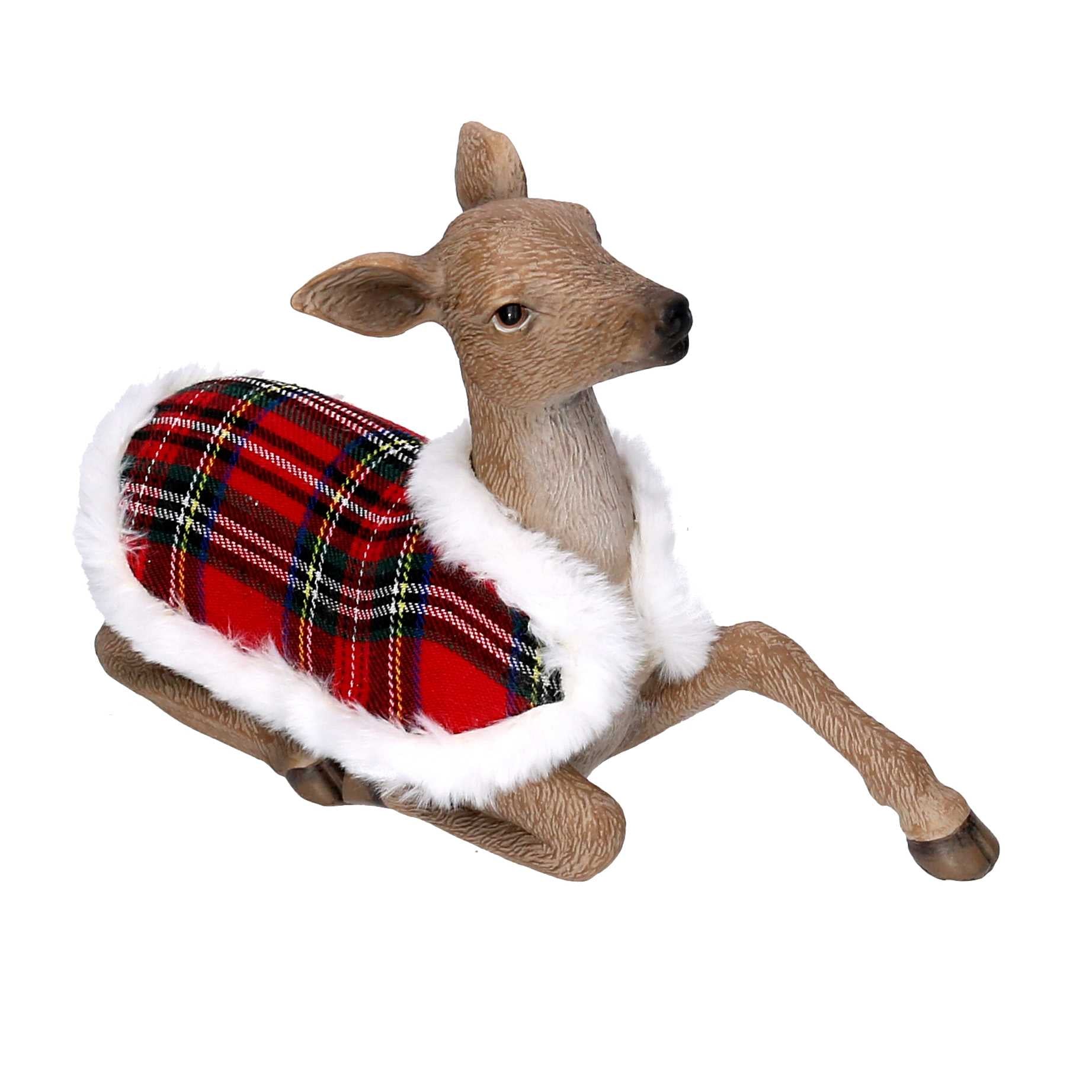 Renna resina con mantello scozzese naturale cm 29x9,6xh18