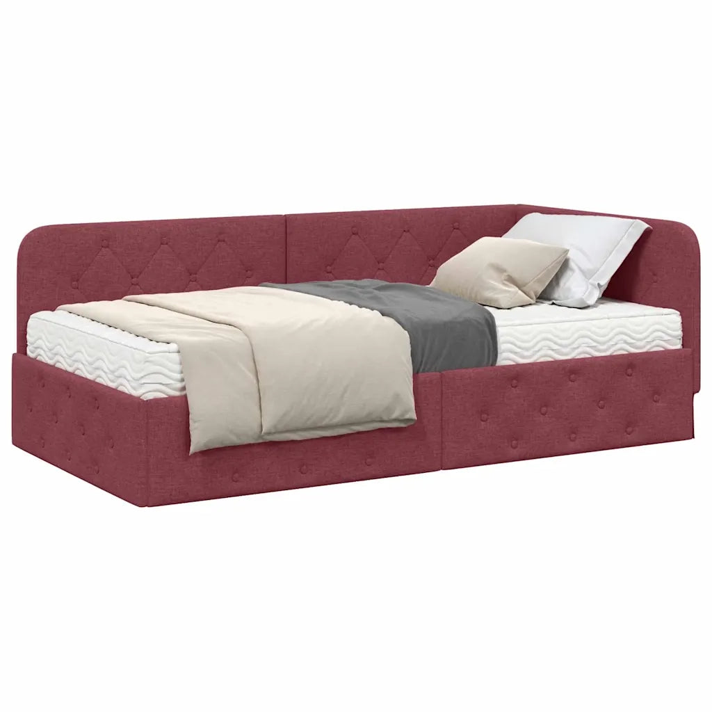 Cornice del letto ad angolo Rosso Vino 100 x 200 cm Tessuto 3394056