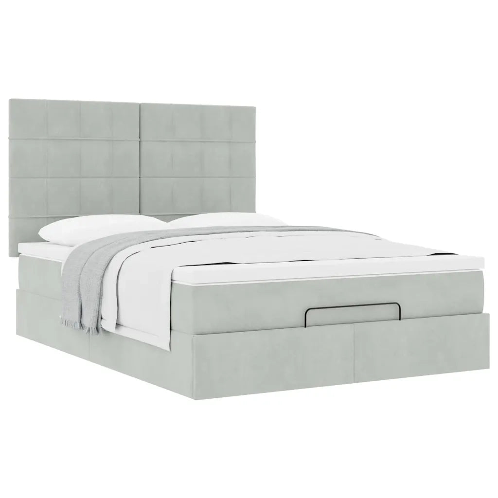 Struttura Letto Pouf con Materassi 140x200 cm in Velluto 3313475