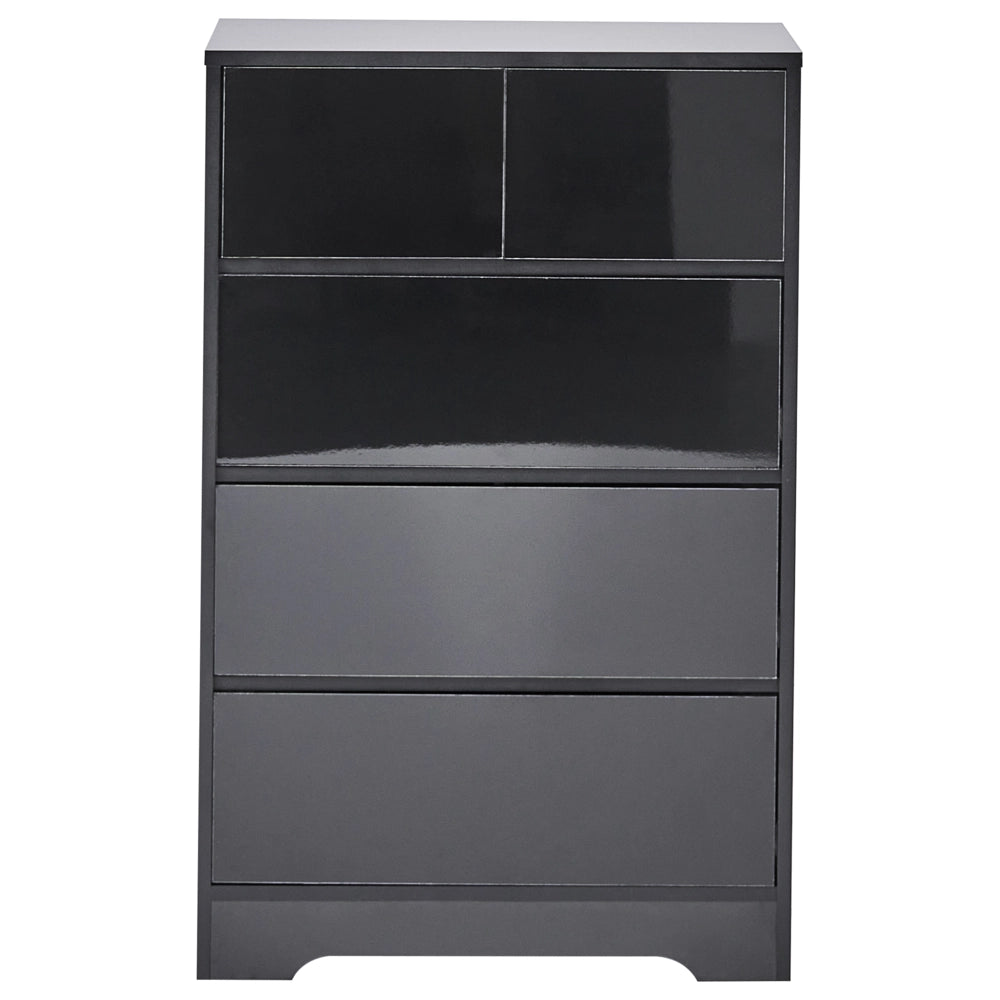 Cassettiera scandinava 5 cassetti piano in legno nero in stile scandinavo