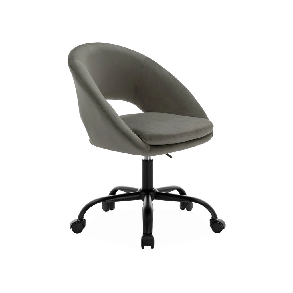 Sedia da ufficio con rotelle in velluto, grigio