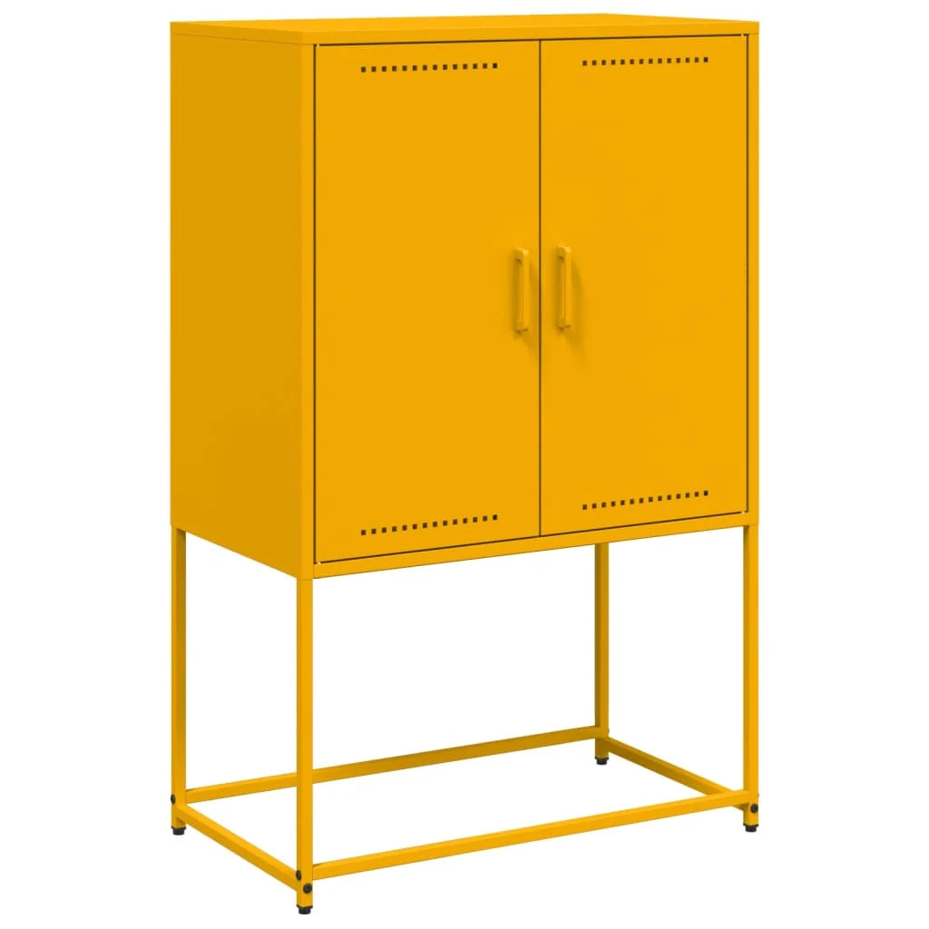 Buffet credenza cassettiera armadio mobile contenitore organizer cucina soggiorno salotto alto giallo senape 68,5 x 38,5 x 107 cm acciaio giallo 02_0034731