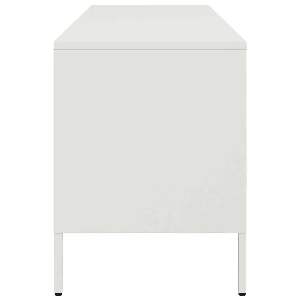 Mobile TV multimediale mensola TV credenza TV per sala da pranzo soggiorno camera da letto 100,5 x 39 x 50,5 cm acciaio bianco 02_0025541
