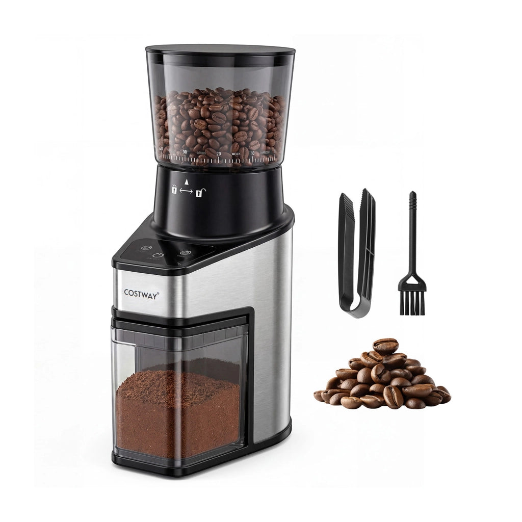 Macina caff¨¨ elettrico con 60 livelli di macinatura, Macinacaff¨¨ antistatico con dispaly e timer 150 W