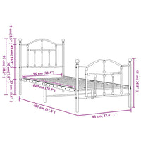 Giroletto con Testiera e Pediera Metallo Bianco 90x200 cm 353499
