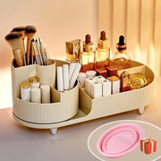 Organizzatore di trucco rotativo con contenitori di archiviazione - Beige