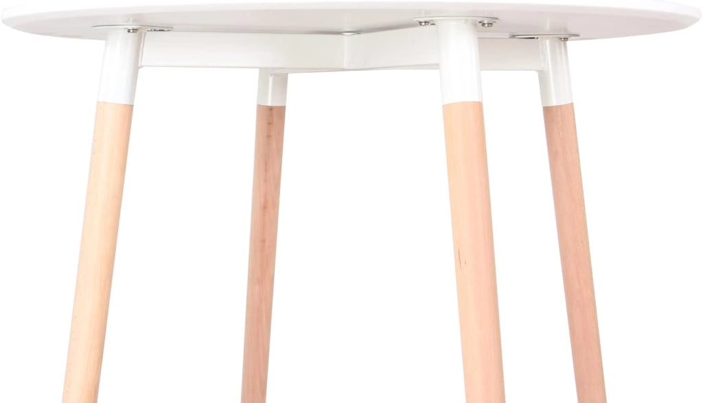 GrandCA HOME Set di Mobili, Tavolo da Pranzo Rotondo e 4 Sedie da Pranzo, Piano Resistente, Sedile Imbottito, Gambe in Legno di Faggio, Bianco