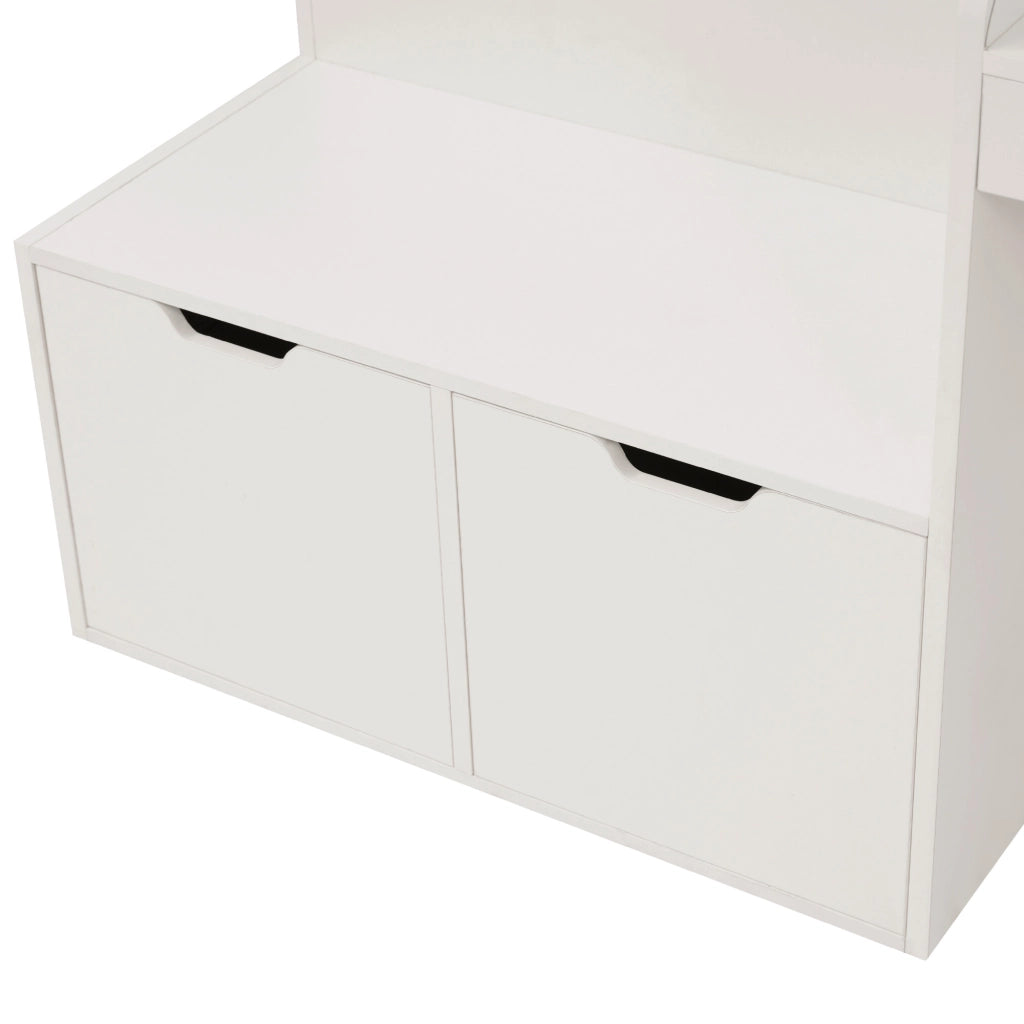 Letto Combinato 90 x 200 cm - Scrivania; 2 Cassetti e Sponda - in Legno e MDF - Bianco