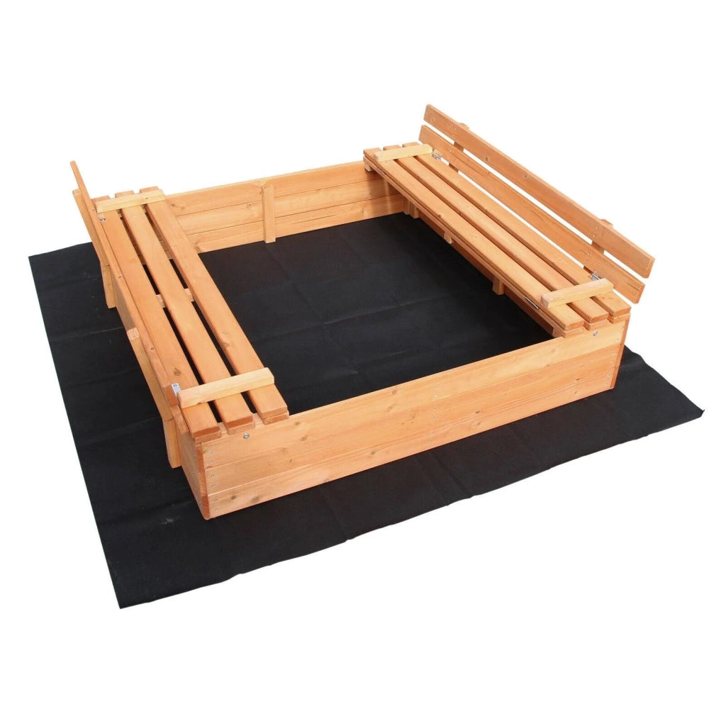 Sabbiera con coperchio ribaltabile 2 panche integrate 98 cm legno di abete rosso 16_0002201
