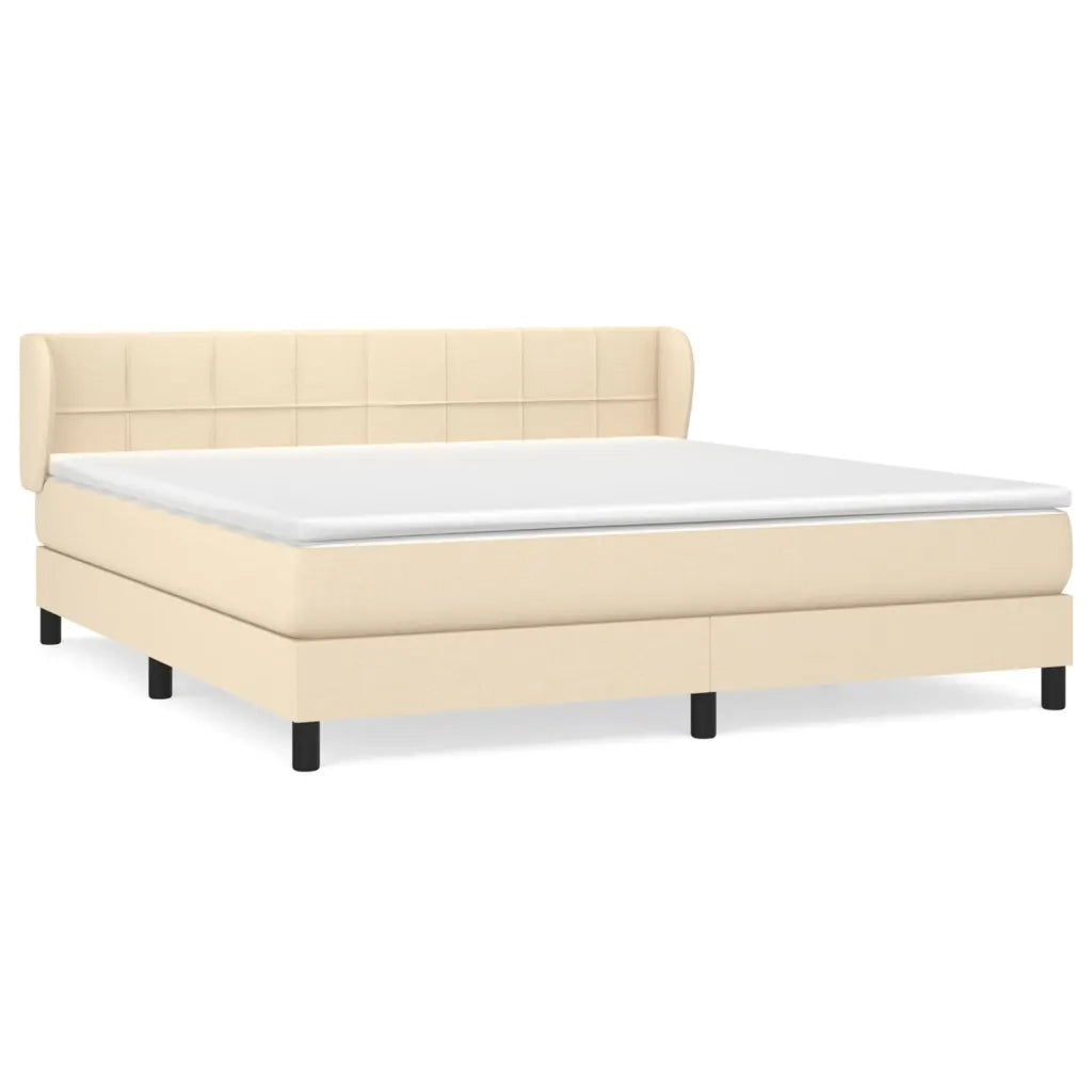 Giroletto a Molle con Materasso Crema 160x200 cm in Tessuto