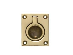 MANIGLIE PER MOBILI QUADRE TIPO MARINA A INCASSO CON ANELLO IN OTTONE- - mm.40x55x15 - 5 pezzi